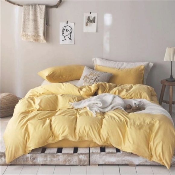 3 Pcs Microfiber Duvet Cover Set Gold KING Size